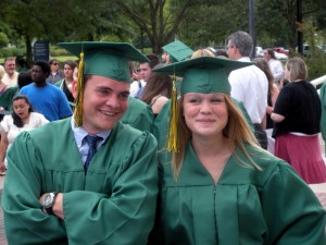 Christian and Lauren getting ready to graduate