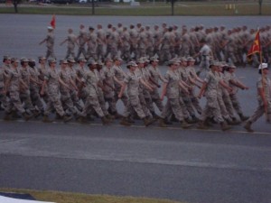 Early morning graduation ceremony practice